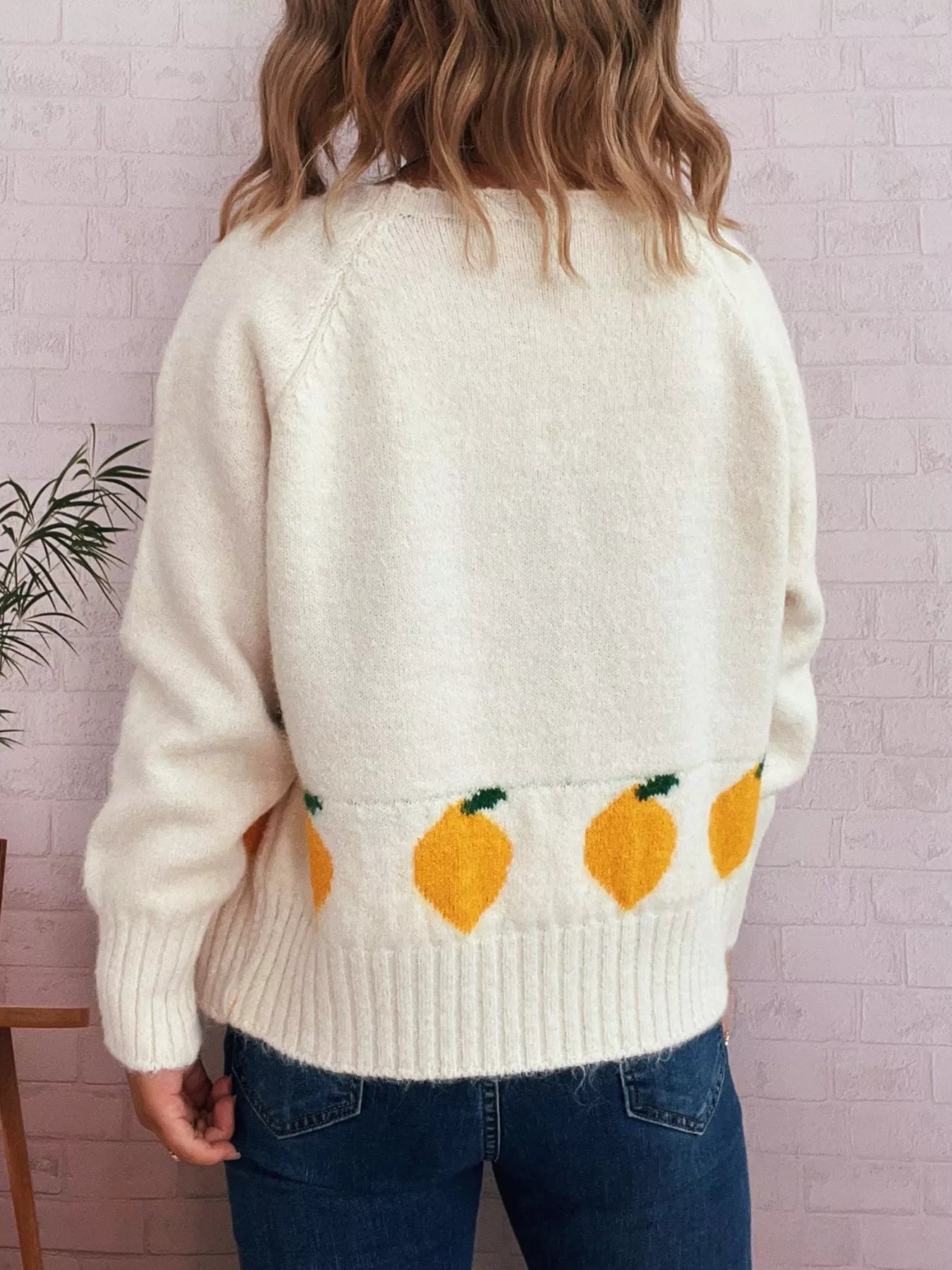 White button-up cardigan with playful lemon pattern – Zest & Bloom style from A Whimsical Affair.